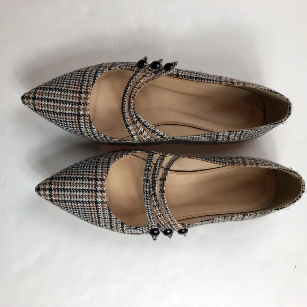 J.Crew Strappy Pointed Tie Flats In Glen Plaid Sz 8 - Picture 4 of 5